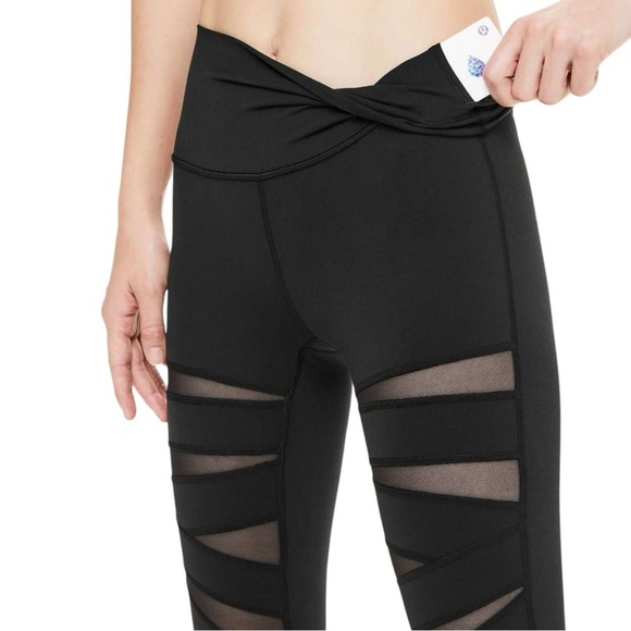 Lululemon Wunder Under Pant High Rise*Tech Mesh 28" Black Yoga 2 lace inset - Picture 1 of 16